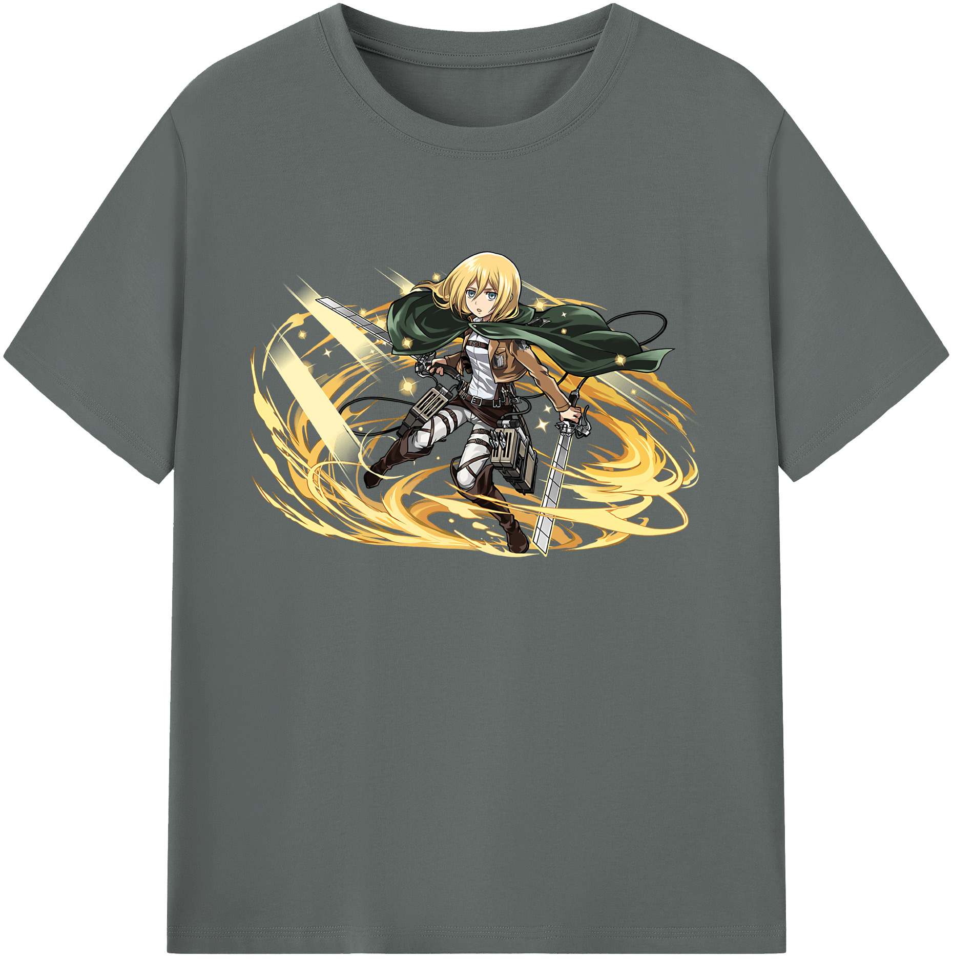（画像用） 進撃の巨人 クリスタ·レンズ Attack on Titan Christa Lenz 綿100％ メンズ半袖Tシャツ｜肌触りやわらか＆通気性